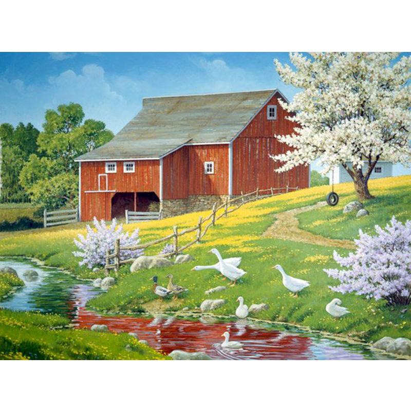 Kit di artigianato per la casa con ricamo a diamante completo 5D Pittura diamante fai da te Paesaggio Punto croce Decorazione della casa della fattoria