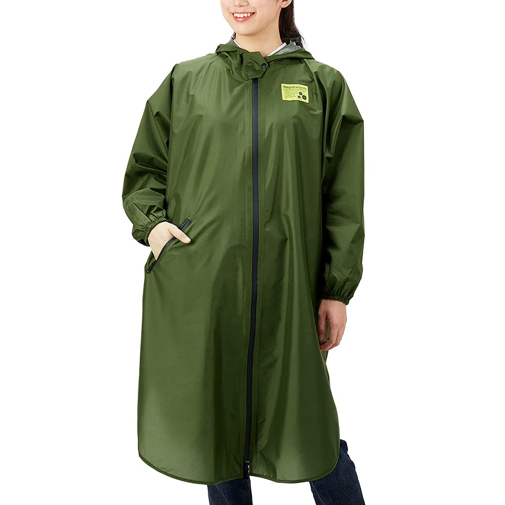 

iMedia Raincoat, Rainwear, Rain Poncho, Khaki, Oversized, Unisex, Water-Repellent, Waterproof, Perfect for Cycling, Commuting, and School