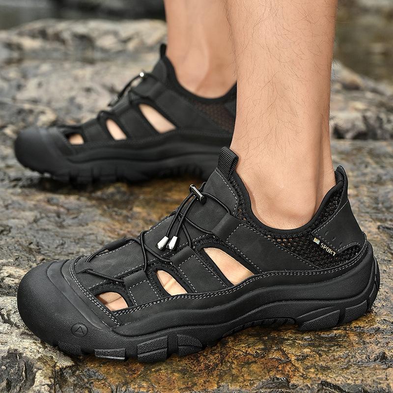 Men's Beach Shoes 2025 Summer Breathable Bag Head Sandals Men's Outdoor Hiking Shoes Casual Large Size Men's Shoes 46