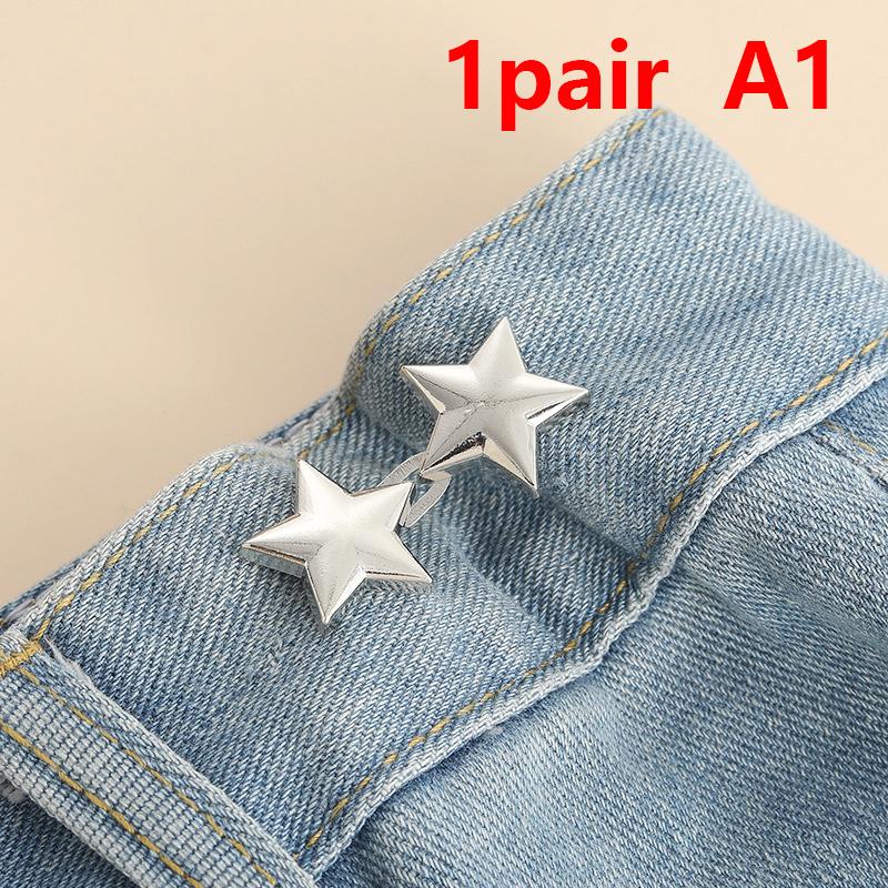 

1 Pair Jeans Button Adjustable Clips For Pant Skirts Waist Tightener Buckle Snap Button Adjuster Pants Pin Retractable Button