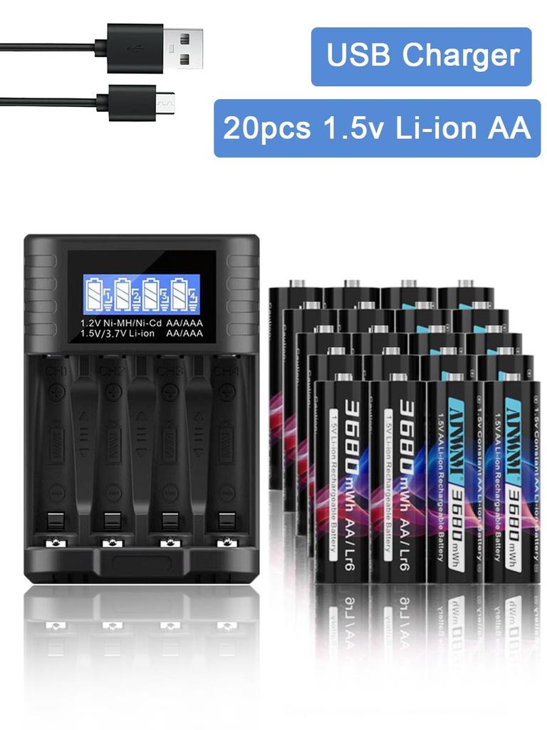 AJNWNM 1.5V AA Lithium-ion Rechargeable battery 3680mWh Battery AA 1.5V for Clock Toys Camera Rechargeable Battery AA 1.5V