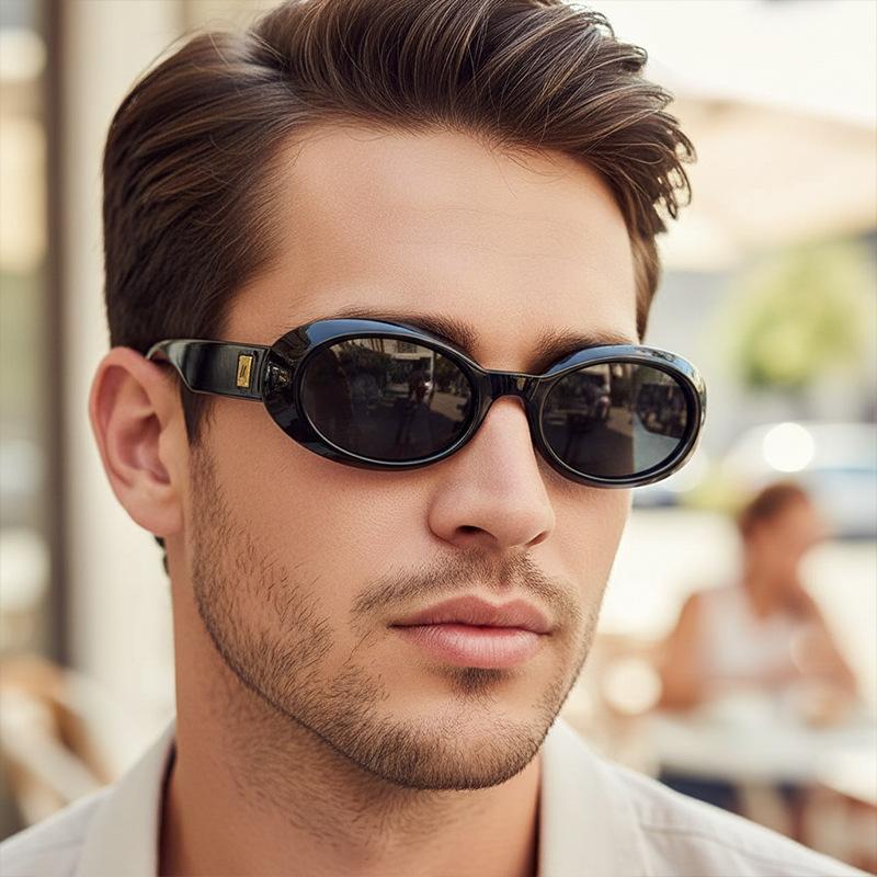 Distinctive oval retro glasses, outdoor street-style sunglasses, cycling sunglasses.