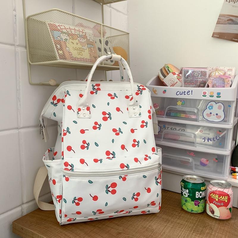 

schoolbag girl girl junior high school student middle school student literary small fresh floral backpack clip backpack Вишня