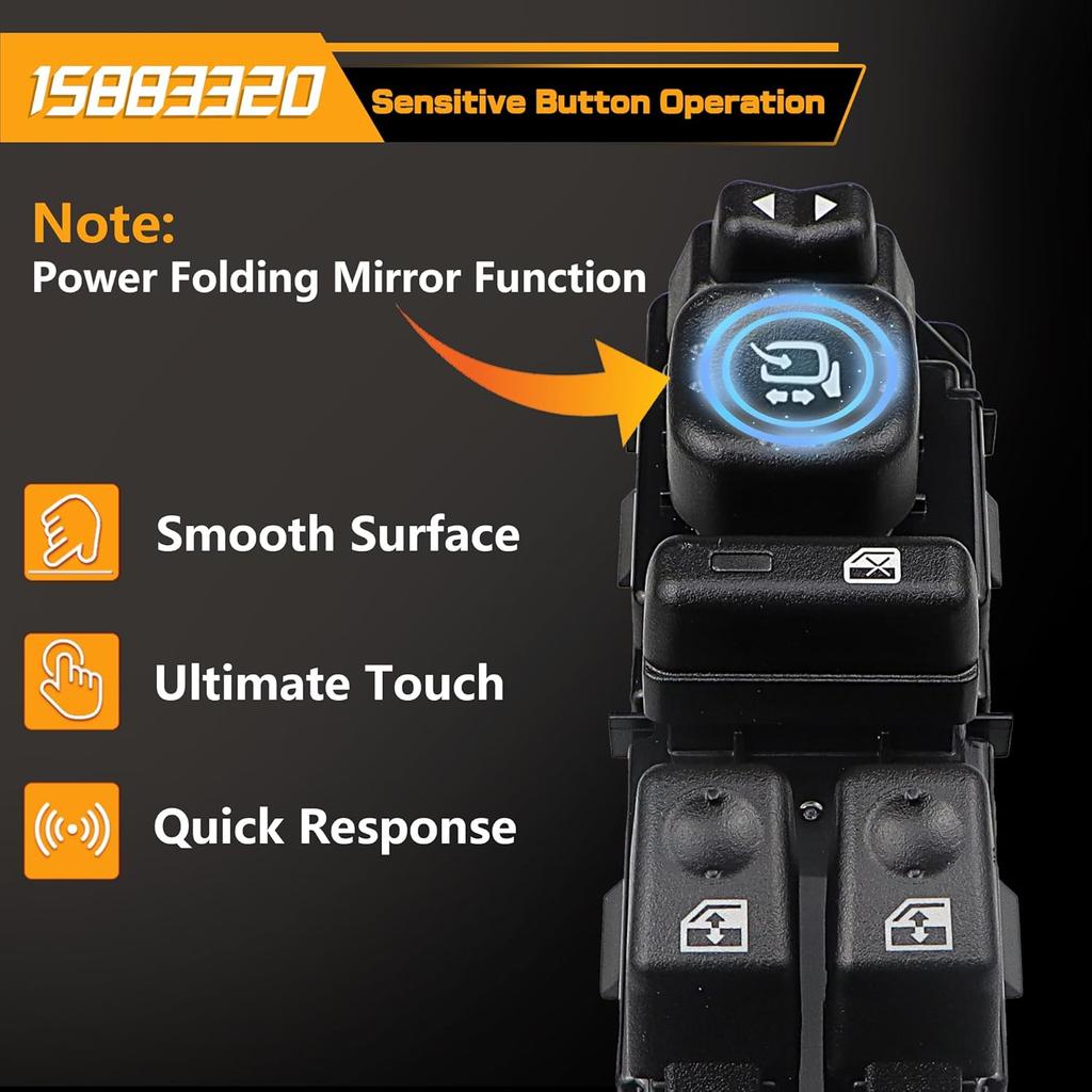 15883320 Driver Side Master Power Window Switch with Panel Assembly Compatible with 2003-2007 Chevrolet Avalanche Silverado Suburban Tahoe GMC Sierra