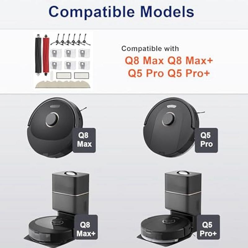 21Pcs For Roborock Q8 Max Q8 Max+ Q5 Pro Q5 Pro+ Robot Vacuum, Replacement Main Side Brush Filter, Dust Bags, Mop Cloth