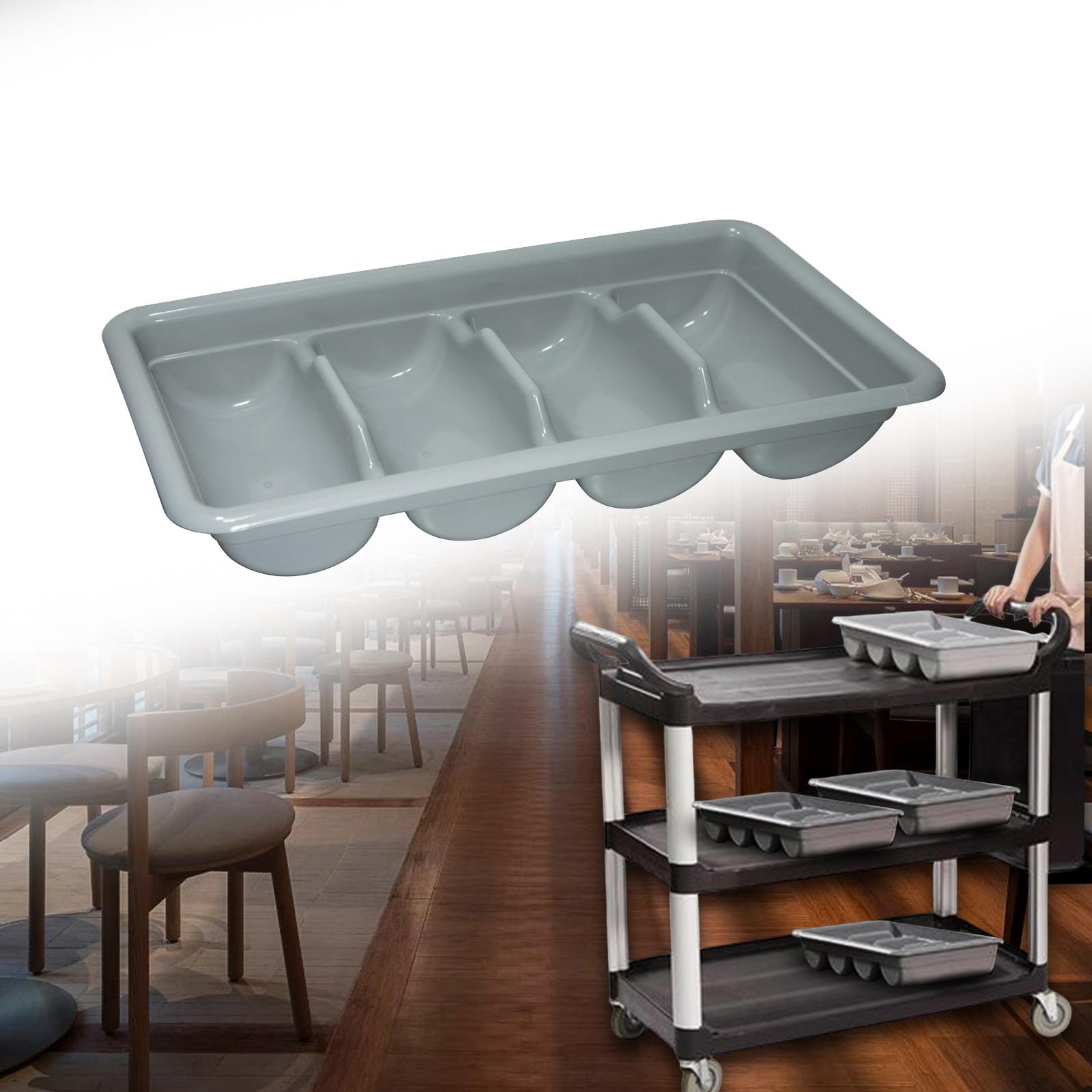 

4 Compartment Cutlery Holder Cutlery Organizer Tray for Canteen Restaurant сірий колір