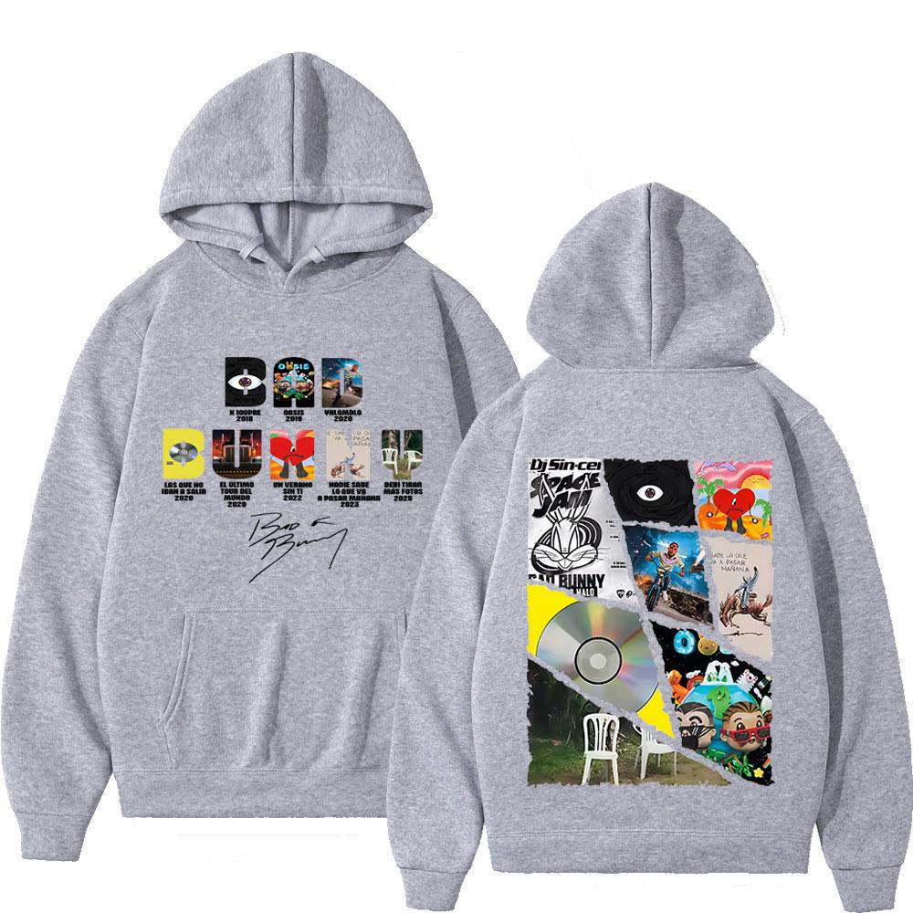 Rapper Bad Bunny Obal hudobného albumu Grafická mikina s kapucňou Hip-hop Muž Žena Pohodlná mikina Voľná Ležérna Unisex Mikiny