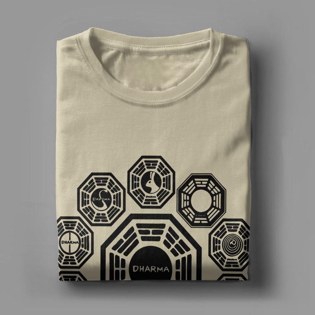 T Shirt for Men Cotton Funny T-Shirt Round Collar 1977 Tv Show Lost Tee Shirt Short Sleeve Clothing Summer