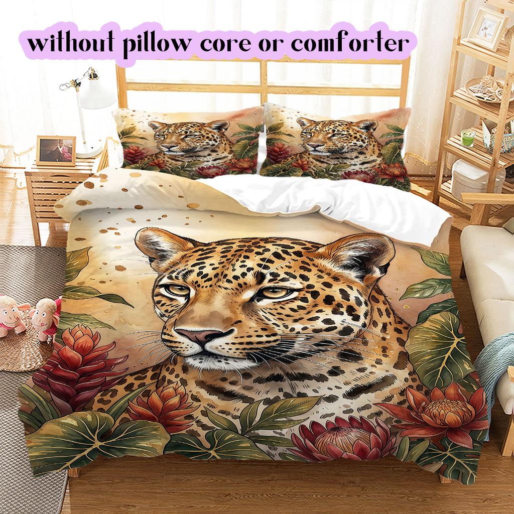 Watercolor Animal Painting Pattern Bedding,Quilt Set Quilt Cover Pillowcase Home Birthday Gift (1*duvet Cover+2*pillowcase,without Core)