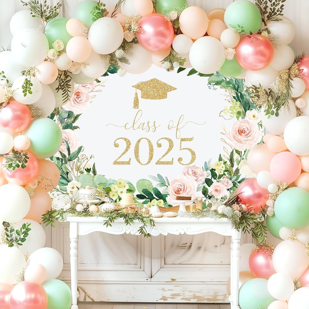 Avezano Floral Graduation Backdrop Flower Garland Graduation Party Decorations 2025 Congrats Grad Class of 2025 Photoshoot Background Prom Party