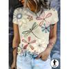 Camiseta Colorida com Estampa de Borboletas para Mulheres, Camiseta Casual Engraçada com Gola Redonda e Mangas Curtas, Camiseta Feminina de Verão