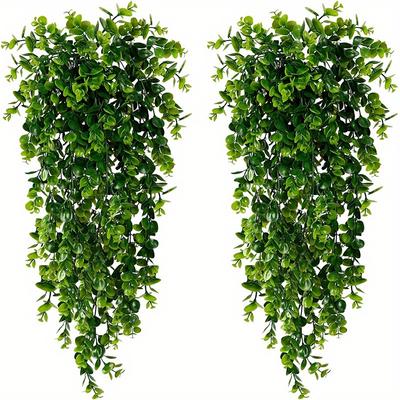 Künstliche Hängepflanzen, gefälschte Eukalyptuspflanzen zum Aufhängen an der Wand, UV-beständige Kunststoffpflanze für den Innen- und Außenbereich, Garten, Zimmerdekoration