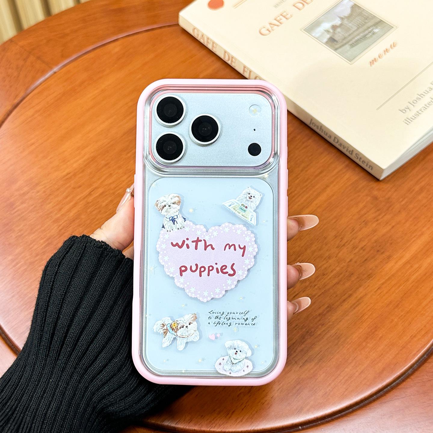 

Custom Detachable Pink Puppy Back Panel for Apple 17PRO/16 Phone Case iPhone 15 Pro