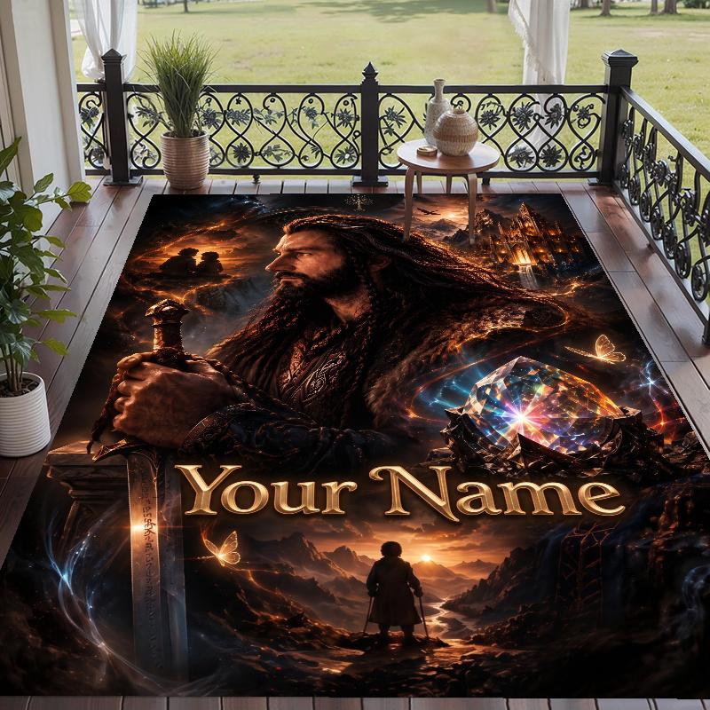 Custom Name The Hobbit Crystal Velvet Floor Rug Personalized Text Soft Carpet Home Decor