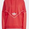 adidas סווטשירט מקורי בצבע אחיד עם לוגו, קפוצ'ון עם שרוכים, שרוול ארוך, לנשים, סווטשירט, אדום, IC5379