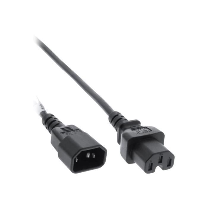InLine Rallonge De Câble D'alimentation IEC 60320 C14 Droit Pour IEC 60320 C15 Droit 50 Cm Noir