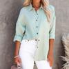 BITCED Women's Autumn Simple Long Sleeve V-Neck Button Ladies Cotton Linen Shirt