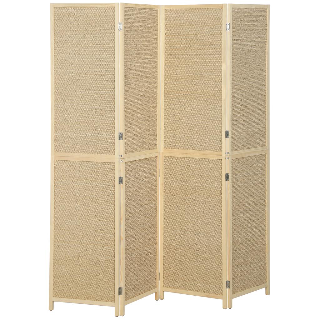 Interior Bamboo Room Divider 4 Panels 180x180cm, Foldable and Portable Room Separator, Boho Style, Natural Wood