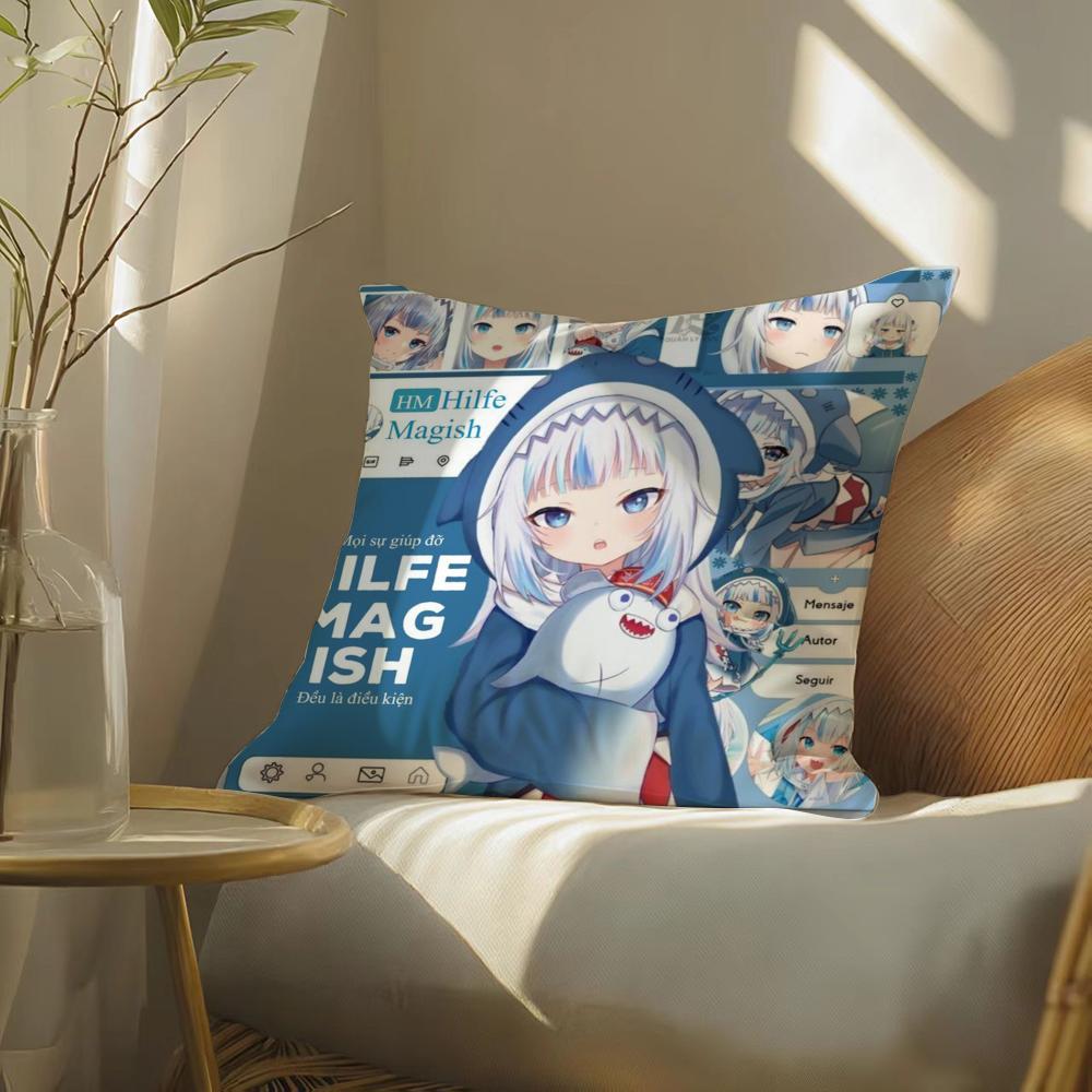 

Cute GGawr Gura Pillow Case Pattern Printed Pillowcase for Living Room Sofa Cushion Cover Bedroom Decor 30x30 cm