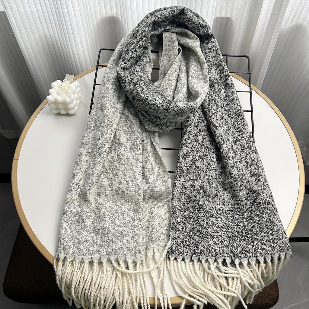 Imitation Cashmere Autumn and Winter Scarf High End Autumn and Winter New Style Lotus Warm Shawl and Long Scarf with A Sense of Atmosphere