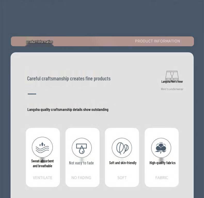 LANGSHA Men's Antibacterial Breathable Cotton Boxer Briefs