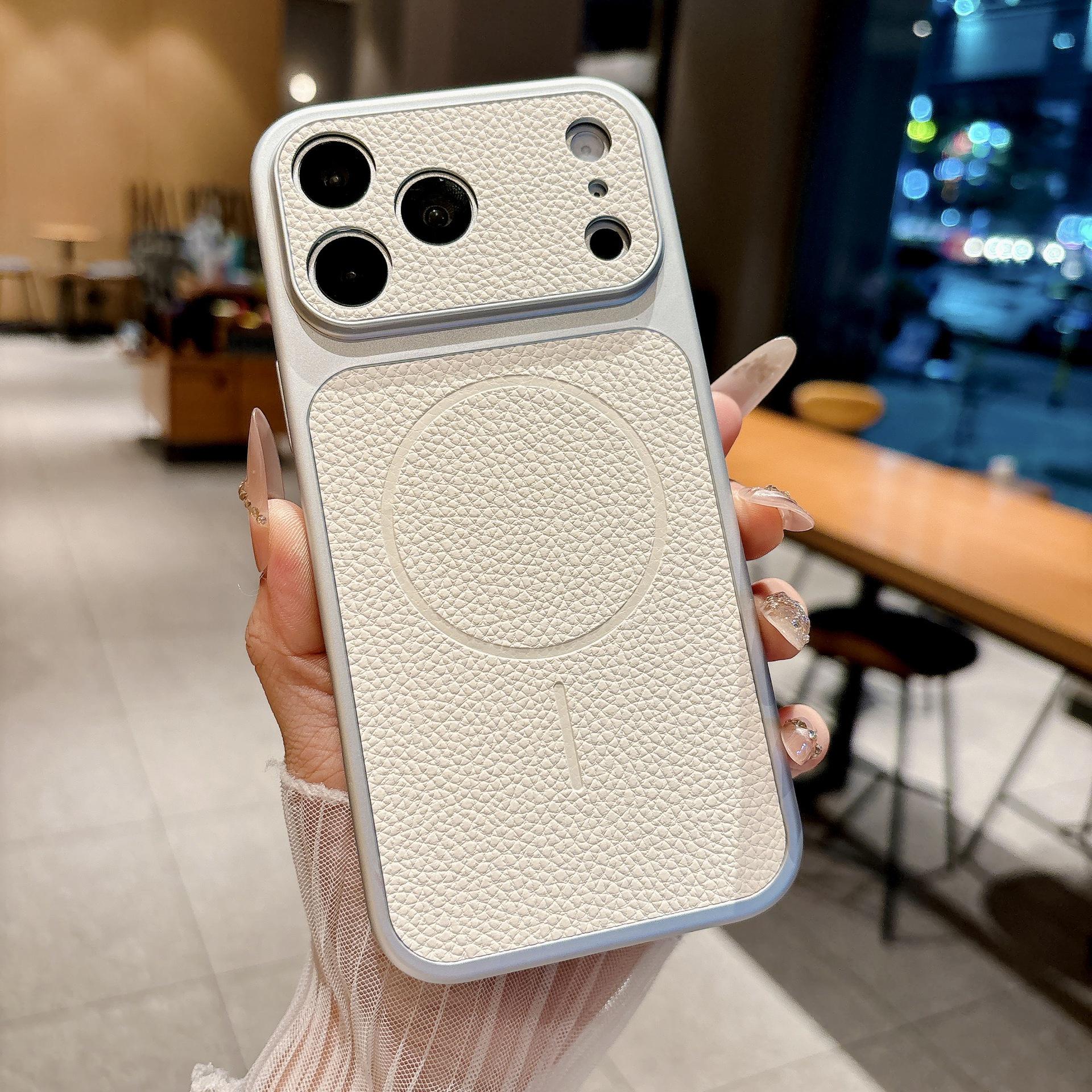 

Apple iPhone 15 Lychee Magnetic Case & Skin with 17 Precise Holes iPhone 15