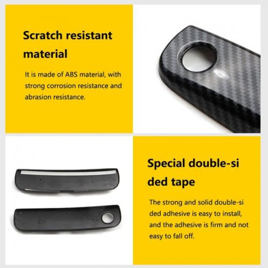 Carbon Fiber Style Door Handles Trim Cover Fit For Dodge Challenger 2015-