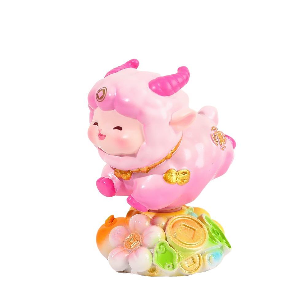 Exquisite Chinese Sheep Ornament Resin New Year Decoration Car Dashboard Ornament Table Decor