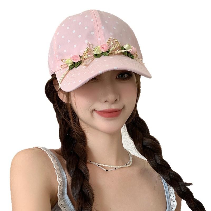 Polka Dot Flower Baseball Cap Children Spring And Summer Small Fresh Face Small Cap Outdoor Sun Protection Hat