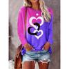T-shirt da Donna Taglie Forti Cuore Ombré Manica Lunga – Casual Girocollo, Comfort Elastico