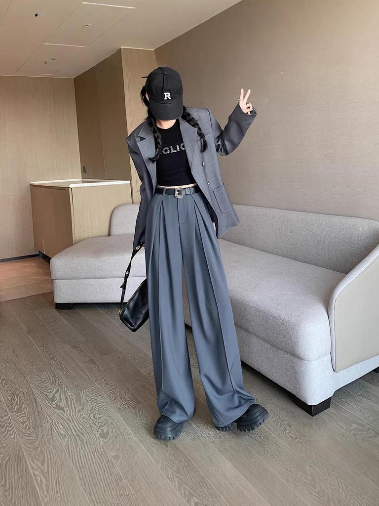 Spring High-Waisted Wide-Leg Loose Fit Pants