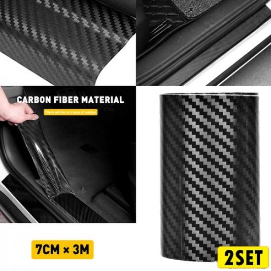 2Set 3M Automobile Scratch Strip Anti-Collision Scuff Stickers Carbon 5D Fiber 7