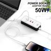 50W 4-portowy HUB ładowarki USB typu C Mini szybkie ładowanie Biurkowa stacja zasilania Rozszerzenie gniazda dla iPhone'a Tabletu Android Smartfona