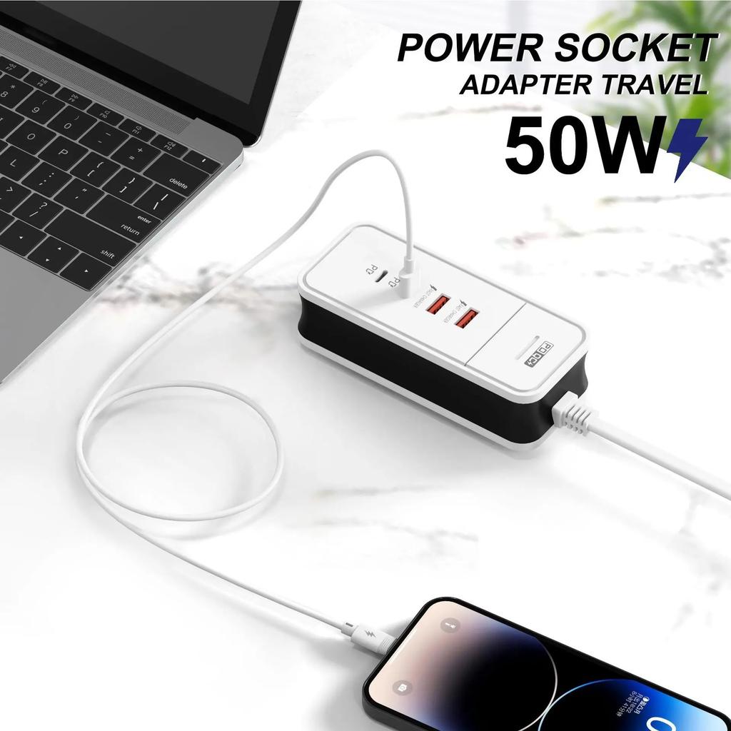 50W 4-portowy HUB ładowarki USB typu C Mini szybkie ładowanie Biurkowa stacja zasilania Rozszerzenie gniazda dla iPhone'a Tabletu Android Smartfona