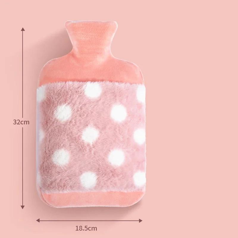 2000ml Plush PVC Water Bottle Bag Water-filling Hot-water Bag for Female Warm Belly Hands and Feet Warmer Water Bag