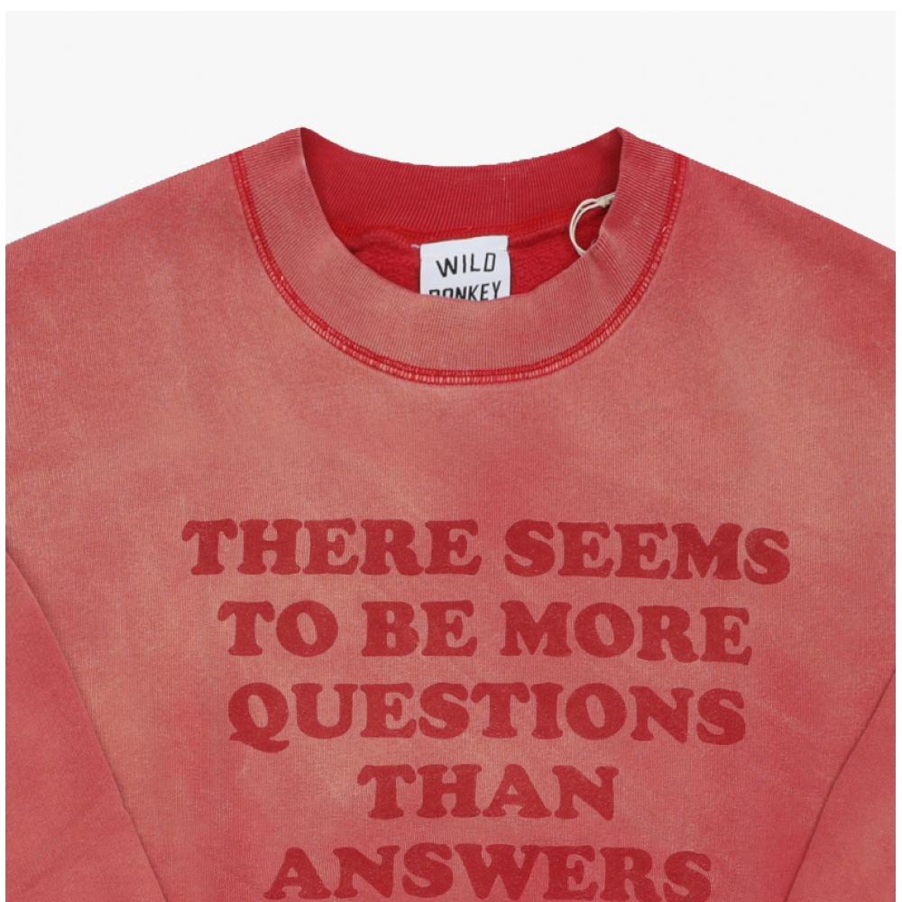 Wild Donkey Unisex Sweatshirt Fg Questions Sun Faded Cherry Red
