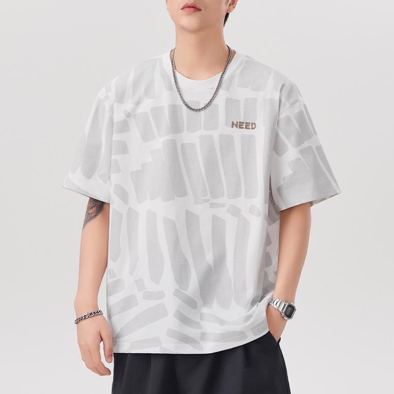 Latest Summer Letter Printed Short-sleeved T-shirt for Mens Comfortable Fit Round Neck T-shirt Versatile Everyday Heavyweight