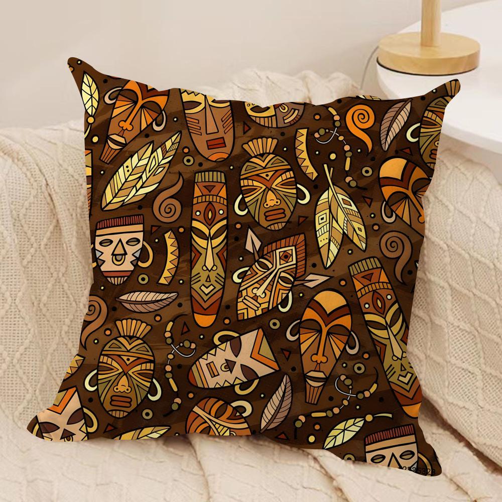 African Style Fabric Print Cushion Cover Pillowcase Ultra Soft Skin Friendly Fabric Cloud Like Comfort & Concealed Zipper