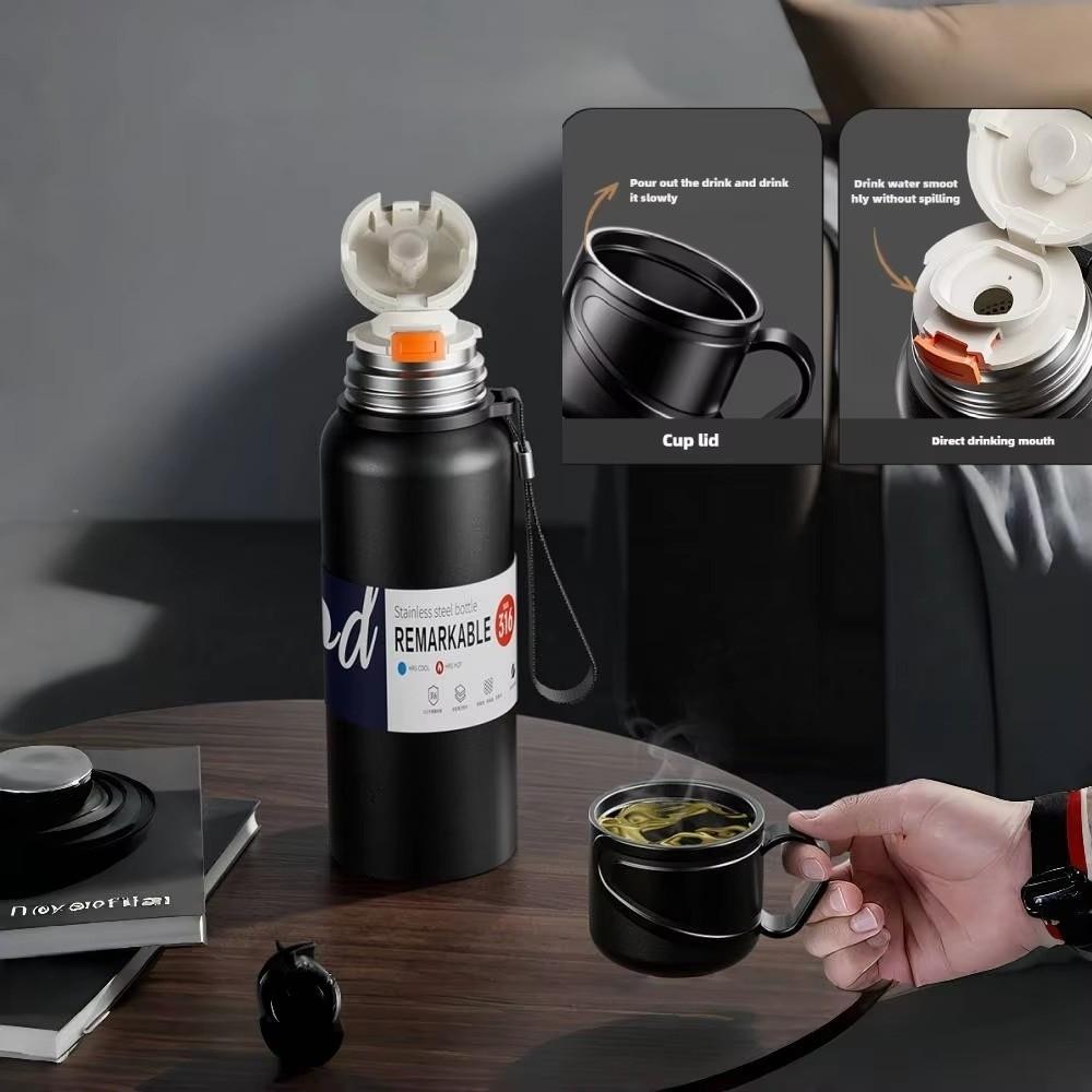 620ml Double-Cover Thermos Cup Large Capacity Water Bottle  Tea Drinking