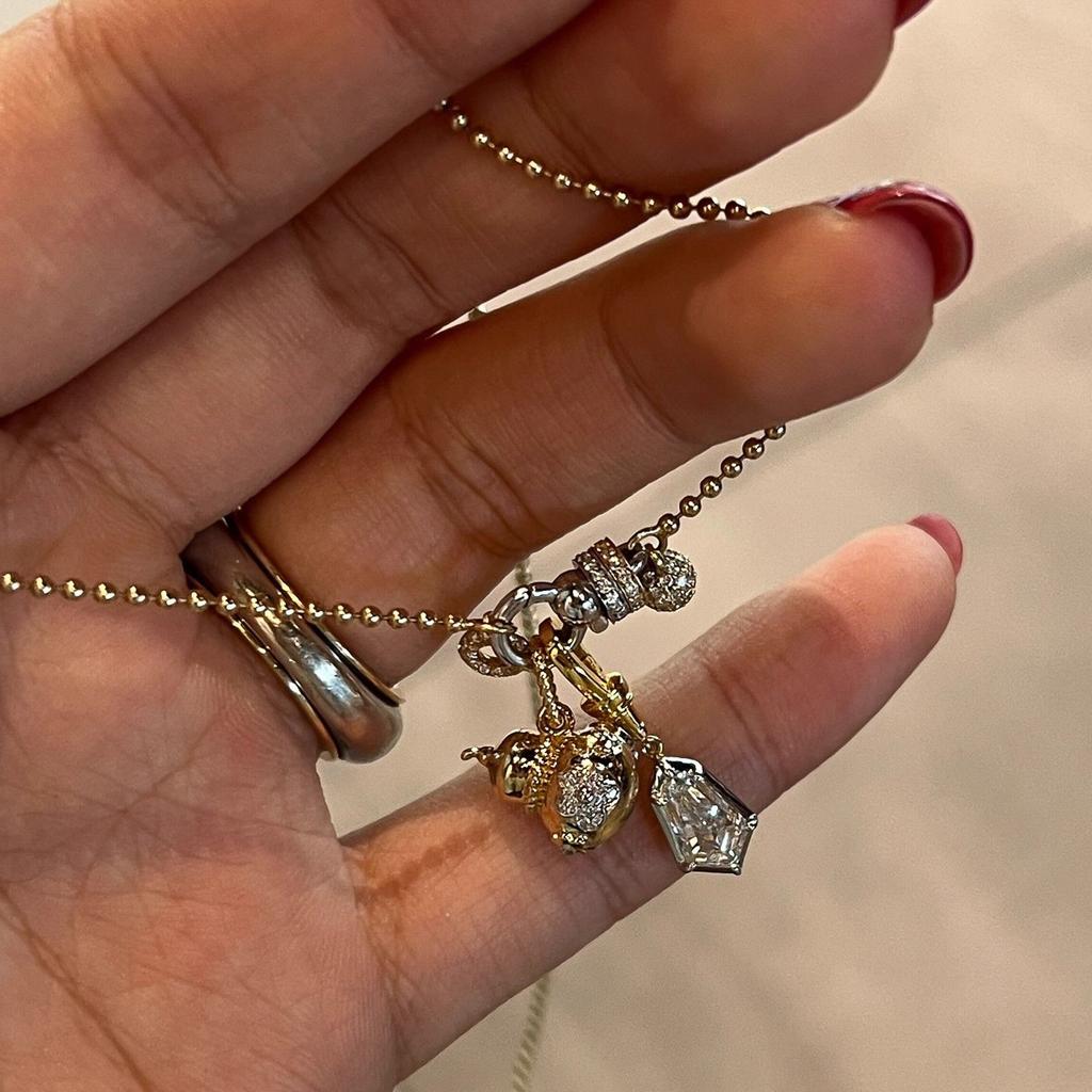 Fashion Glossy Multi Pendant Gourd inlay Diamonds Universal Buckle Necklace Women's Exquisite Sweater Chain Banquet  Gift