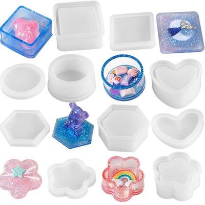 Heart Shape Resin Mold Silicone Box Εξάγωνο Storage Box Mold Diy Τραπεζαρία Κουτί κοσμημάτων