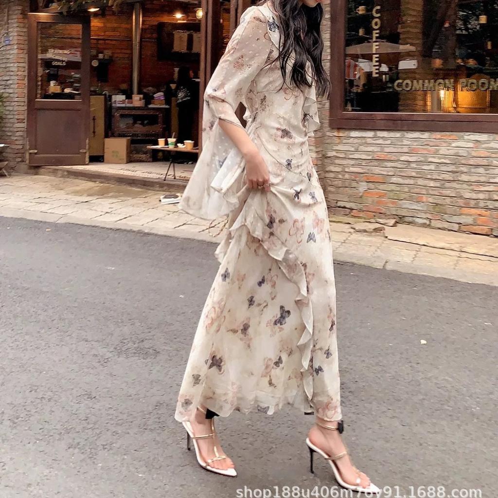 [New] French Sweet Bow Sandals Women's Sexy Pointed Open-toed T-word with Temperament Stiletto High Heels