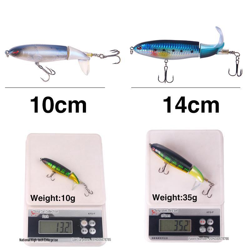 Señuelo de Pesca Lápiz Tractor de Superficie con Hélice - Cebo de Plástico Simulado de Pez