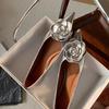 Fashion Women Shoes High Heels Loafers Elegant Woman Shoes Low Heels Wedding Bride Pointed Toe Silver Gold Rose Evening Party Shoes