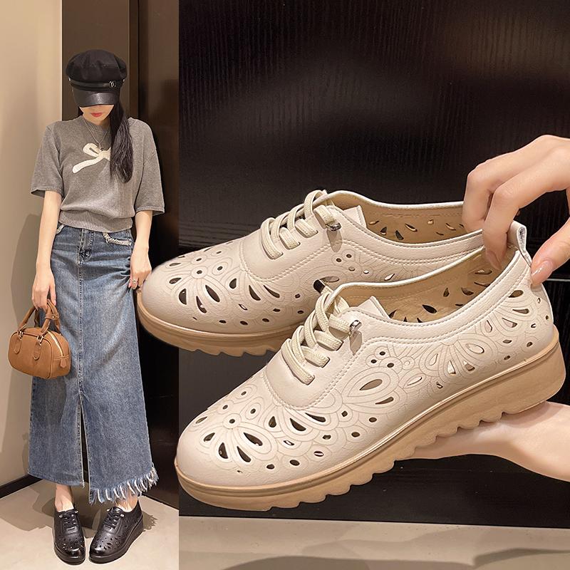 Fashion Leather Summer Loafers Women Casual Shoes Moccasins Soft Pointed Toe Ladies Footwear Women Flats Shoes Beige