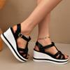 Fashion 2025 Summer Wedge High Heels Sandals Women Plus Size Woven Chunky Heeled Sandalias Mujer Comfortable Thick Platform Sandles 42