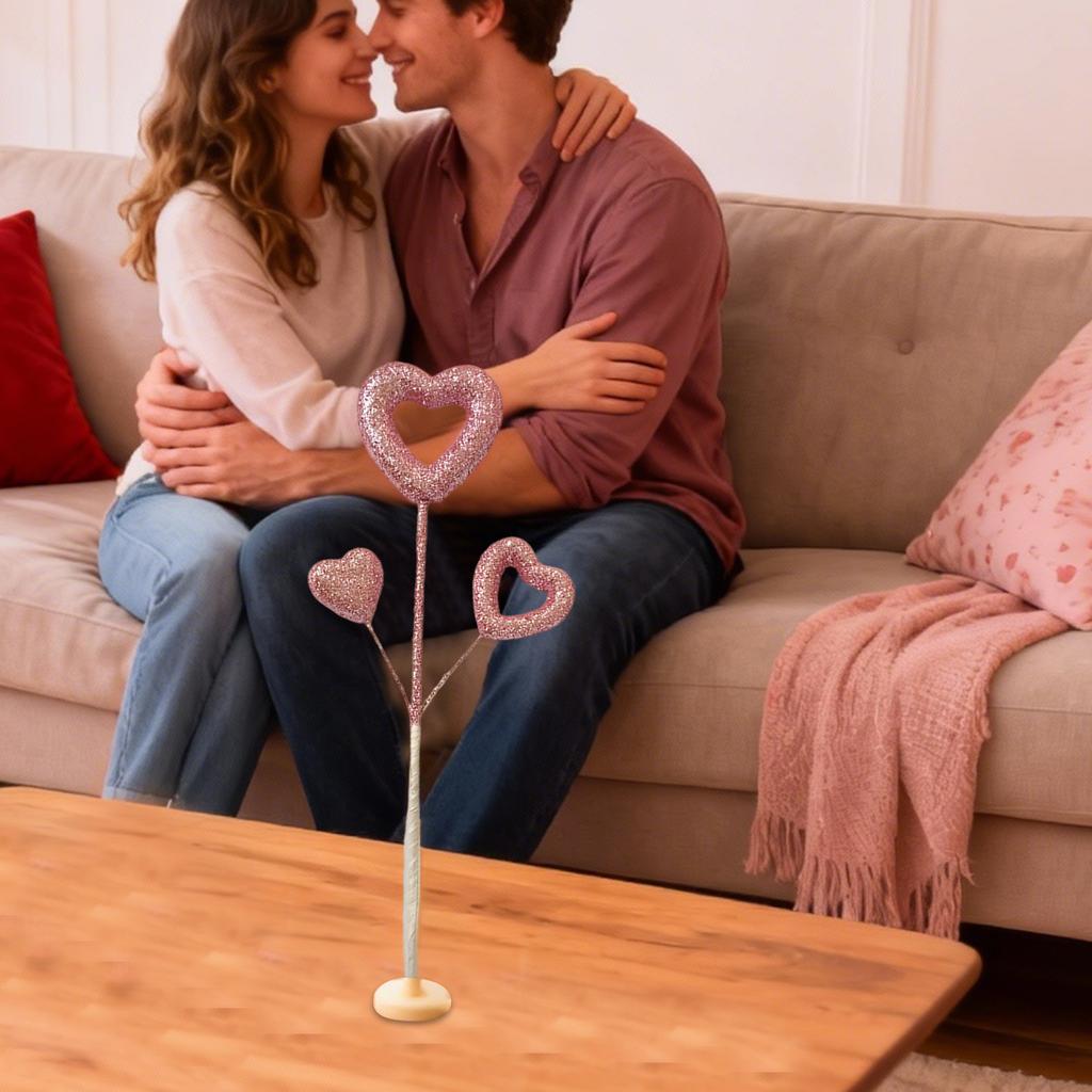 Cuore di San Valentino, Decorazioni Floreali a Forma di Fiore, Cuori in Schiuma con Glitter e Rami Floreali Fatti a Mano, Accessori a Forma di Cuore Pesca, Decorazioni per le Feste