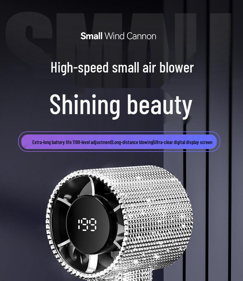 S5 Diamond Handheld Fan: 199-Speed Digital Display, High-Speed, Portable, Shining Design for Outdoor Use
