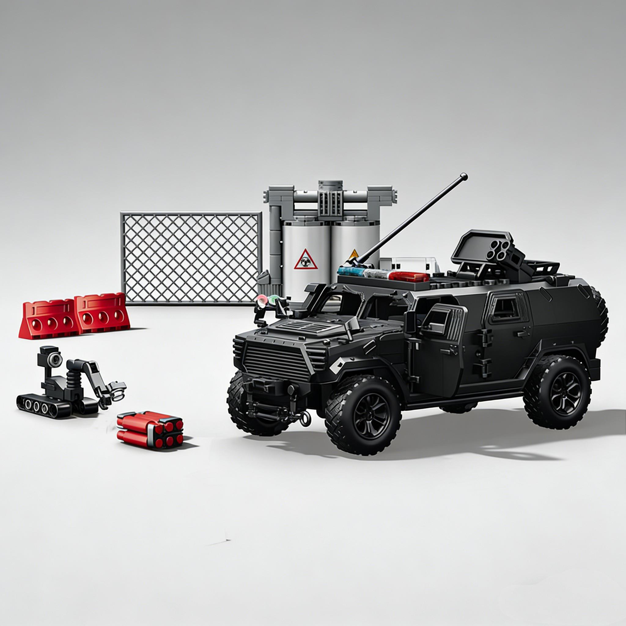 

Urban Military Sword-toothed Tiger Armored Vehicle Special Forces Building Blocks Figure Warrior SWAT Car Boy Assembly Model Toy