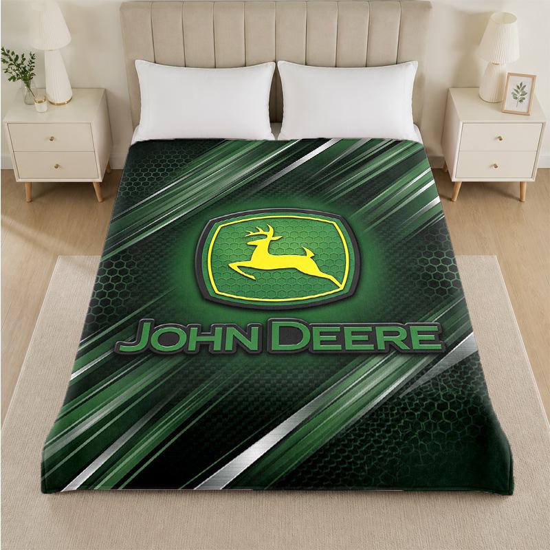 John Deere Print Flannel Blanket Cozy Lightweight Plush Throw Blanket For Bed Sofa Household Use